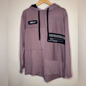Five‎ By Five Graphic Hoodie "Famous AF" Patchwork Streetwear Sweatshirt Size L